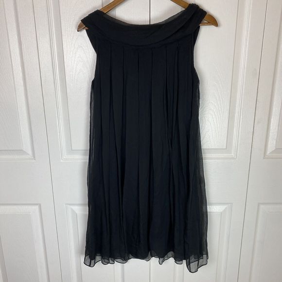 Diane von Furstenberg 4 100% Silk Dress Black Y2K Mini Swing Tulle lace Babydoll - Picture 3 of 4